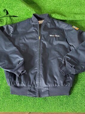 Aramark Work Jacket Mens Large Navy Blue Bomber Quilted Lined VTG Win Dixie NEW